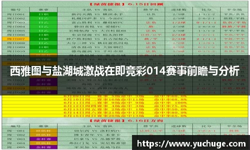 西雅图与盐湖城激战在即竞彩014赛事前瞻与分析
